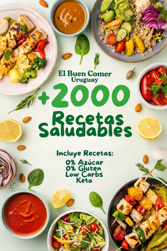 +2000 Recetas Saludables Digitales 0% Azúcar + ¡6 BONOS de Regalo!